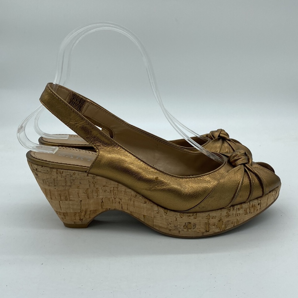 Franco Sarto Metallic Gold Cork Wedge Slingbacks
